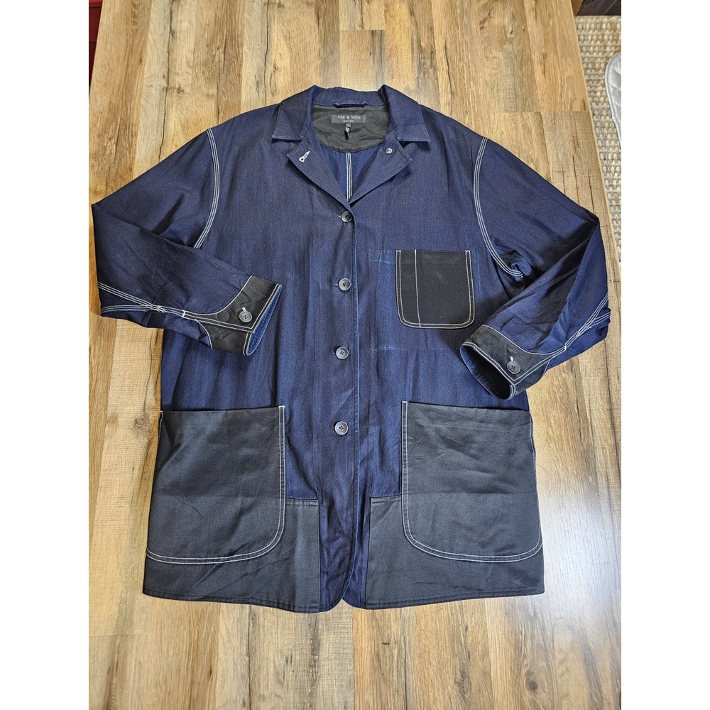Rag & Bone Indigo Denim Chore Jacket Men's Size M Oversized Pockets Streetwear